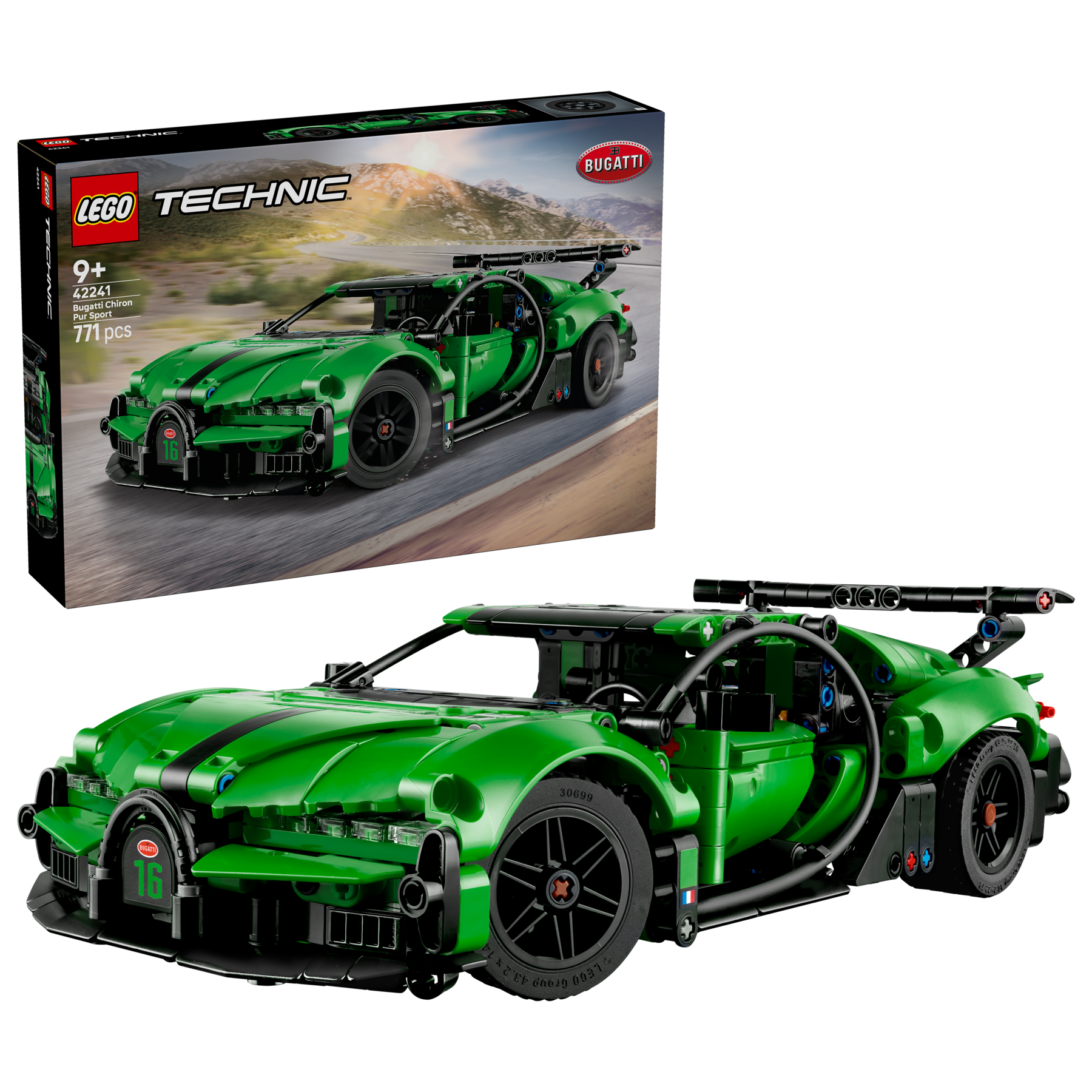 LEGO set 42241-1 Green Bugatti Chiron Pur Sport Hypercar - Image 1