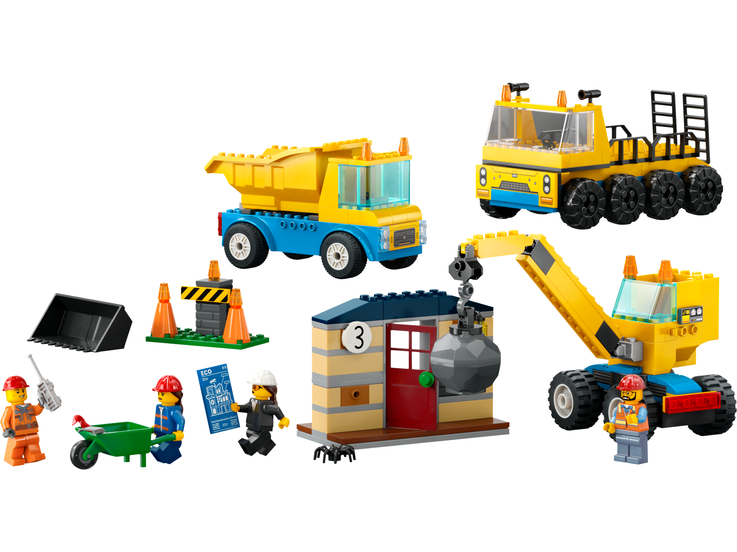 LEGO set 60391-1 Construction Trucks and Wrecking Ball Crane - Image 1