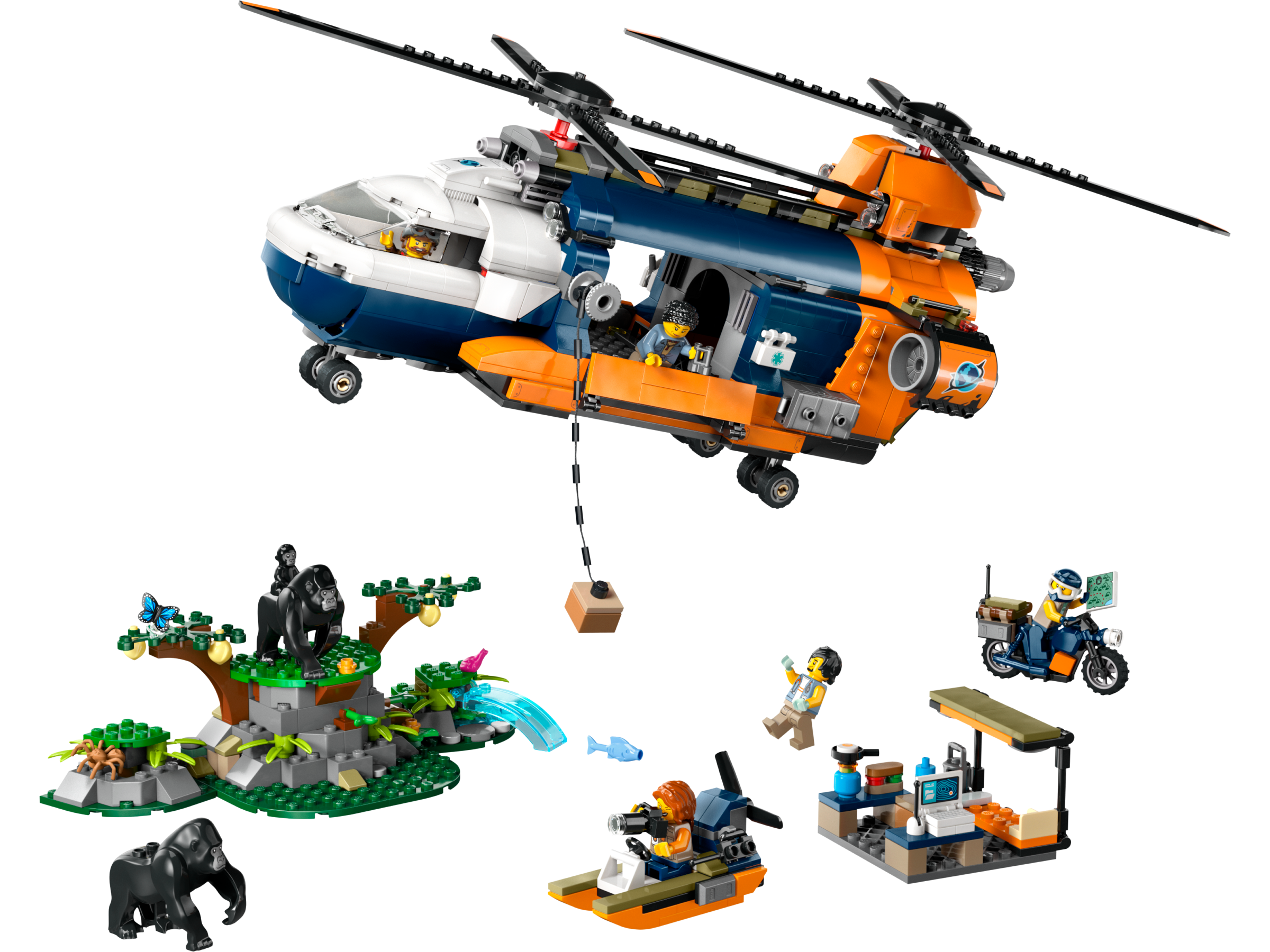 LEGO set 60437-1 Jungle Explorer Helicopter at Base Camp - Image 1